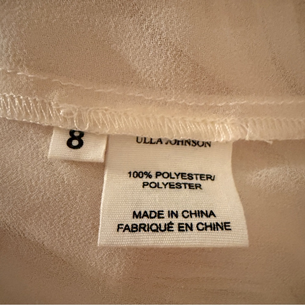 Ulla Johnson Amal Ivory Silky Ruffle Long Sleeve Wrap Top Boho Mini Dress Sz 8‎ - Picture 9 of 16